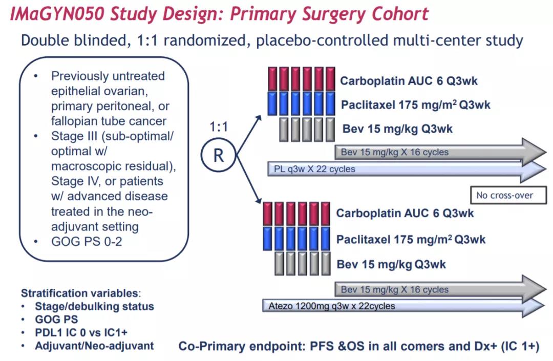 Magyn050：卵巢癌一线治疗应用阿替利珠单抗+贝伐单抗 +化疗与贝伐单抗+化疗对比未能延长PFS