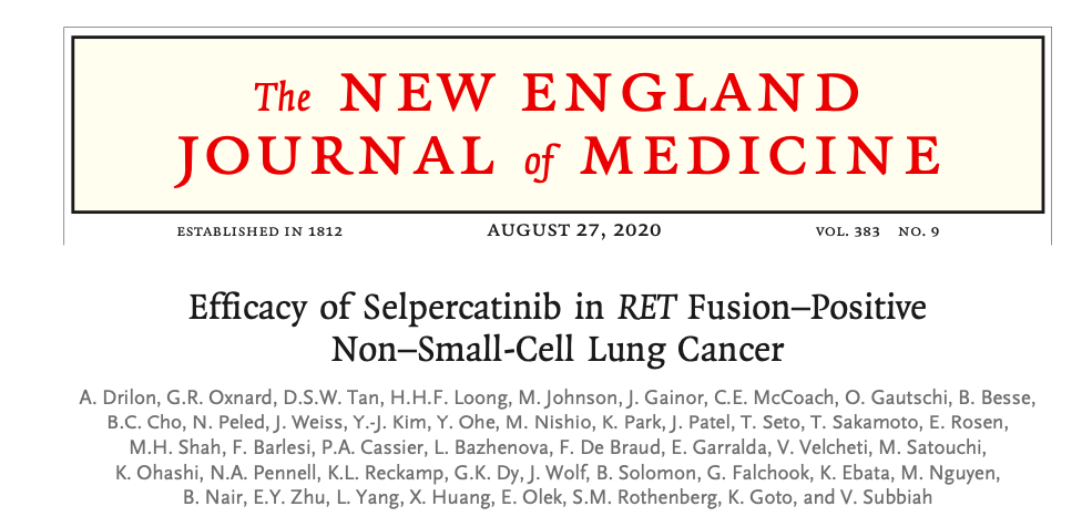 Selpercatinib 在RET融合阳性NSCLC患者中的有效性